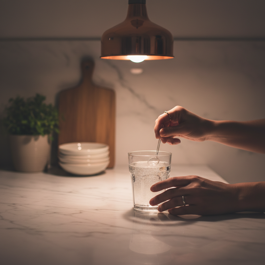 Dovive creatine on a kitchen counter pre-workout